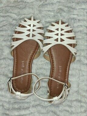 Madden Girl White Woven Ankle-Strap Sandals